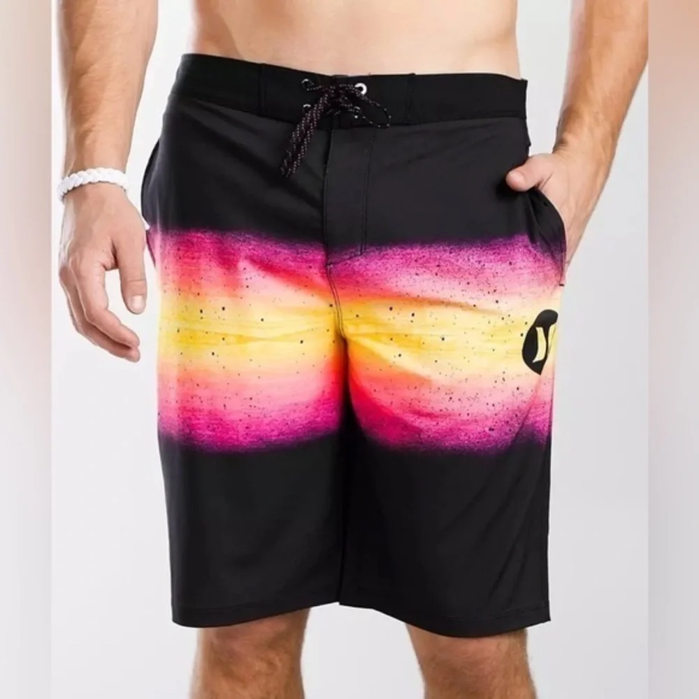 Hurley Phantom Ray Stretch Boardshorts Swim Trunks Shorts Black Pink Men’s 34